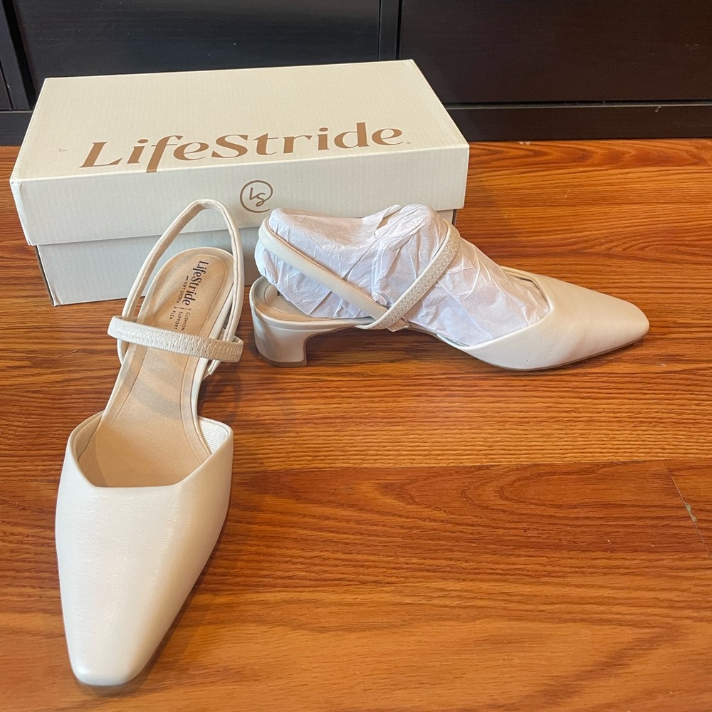 Life Stride Women's Beige Slingback Heels